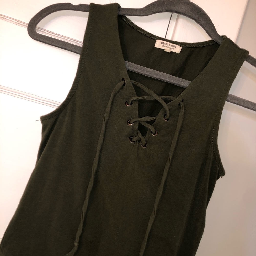 OLIVE GREEN TOP WITH TIES